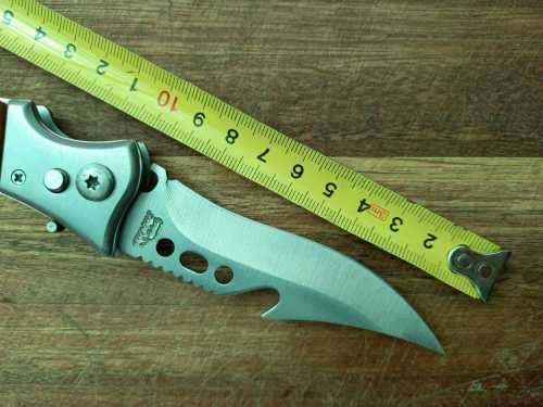 NEW STAINLESS STEEL FOLDING KNIFE WITH POUCH-210 MM WHEN OPENED-100 MM BLADE-SAFETY LATCH !
