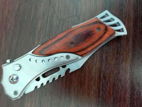 NEW STAINLESS STEEL FOLDING KNIFE WITH SHEATH-250 MM WHEN OPENED-110 MM BLADE-SAFETY LATCH !