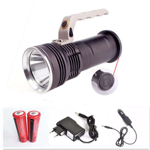 WATERPROOF LED RECHARGABLE METAL TORCH - 800 LUMENS - 2 X 18650 4800mAh BATTERIES INCLUDED