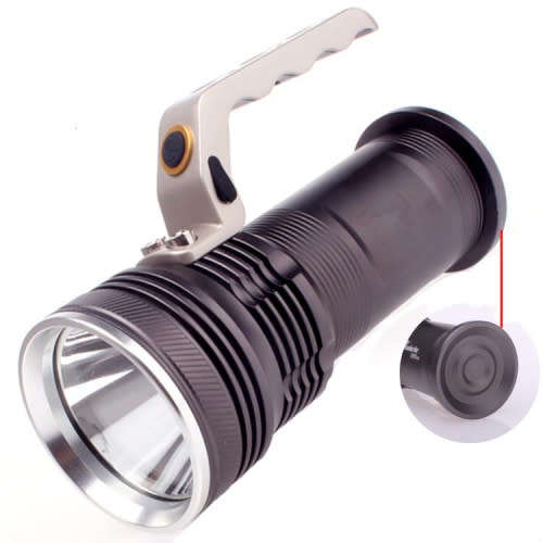 WATERPROOF LED RECHARGABLE METAL TORCH - 800 LUMENS - 2 X 18650 4800mAh BATTERIES INCLUDED