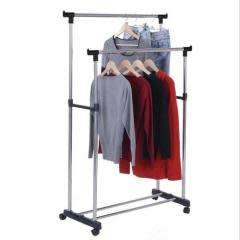 Stain Steel Double Pole Clothing Rail - Telescopic - Multi Ajustable