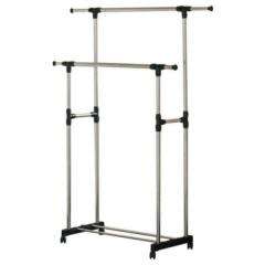 Stain Steel Double Pole Clothing Rail - Telescopic - Multi Ajustable