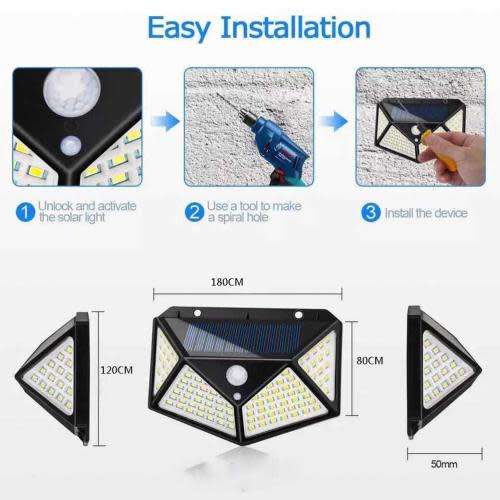 100 LED Solar Wall Lamp / 1000 LM / WALKWAY LIGHTS / GARDEN LIGHTS / CAMPING LIGHTS
