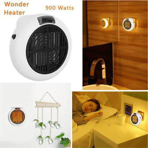 900W Mini Portable Fan Heater-Heater Plug Directly in Electri Wall socket outlet-Fast Furnace Warmer