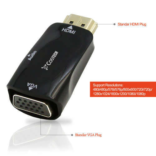 HDMI to VGA Output,HD 1080P Plug and Play Converter Adapter with Audio Cable