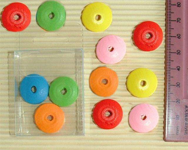 Flat Round Wooden Beads 12's