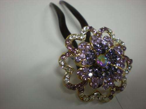 Diamante Flower Hair Clasp (in Purple and Pink)