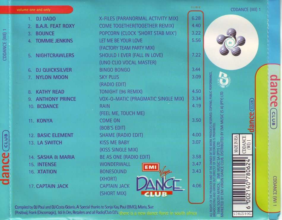 DANCE CLUB - Volume one and only (CD) CDDANCE (WI) 1 NM