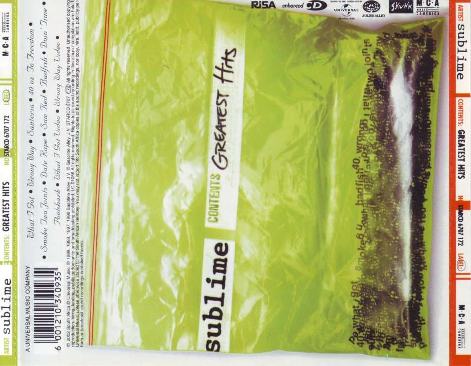 SUBLIME - Greatest Hits (CD)  STARCD 6707 NM (FREE BULK SHIPPING)