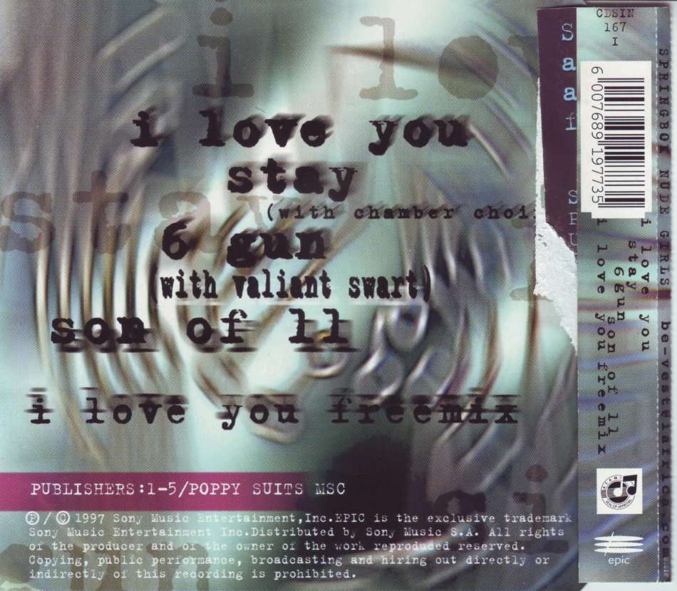 SPRINGBOK NUDE GIRLS - be-vest at iafrica. com (CD single, booklet  tear) CDSIN 167 I EX