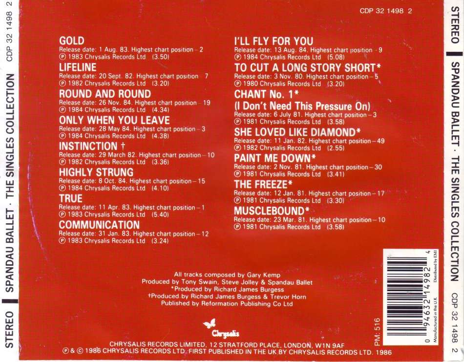 SPANDAU BALLET - The singles collection CD 32 1498 2 (FREE BULK SHIPPING)