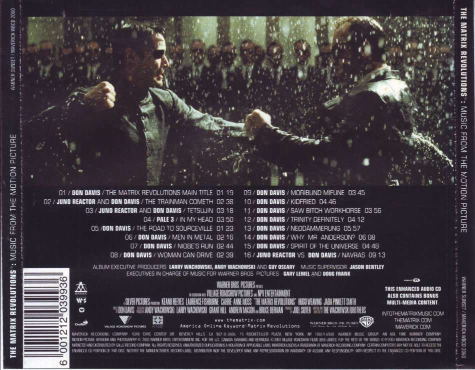MATRIX REVOLUTIONS - Music from the motion picture (CD) WBCD 2060 NM  (FREE BULK SHIPPING)