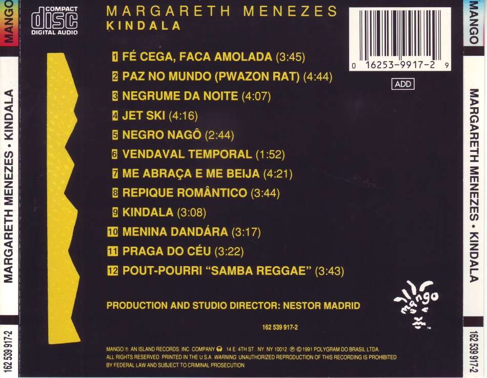 MARGARETH MENEZES - Kindala (CD) 162 539 917-2 NM