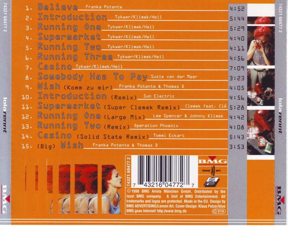 LOLA RENNT - Der soundtrack zum film (CD) 74321 60477 2  NM-