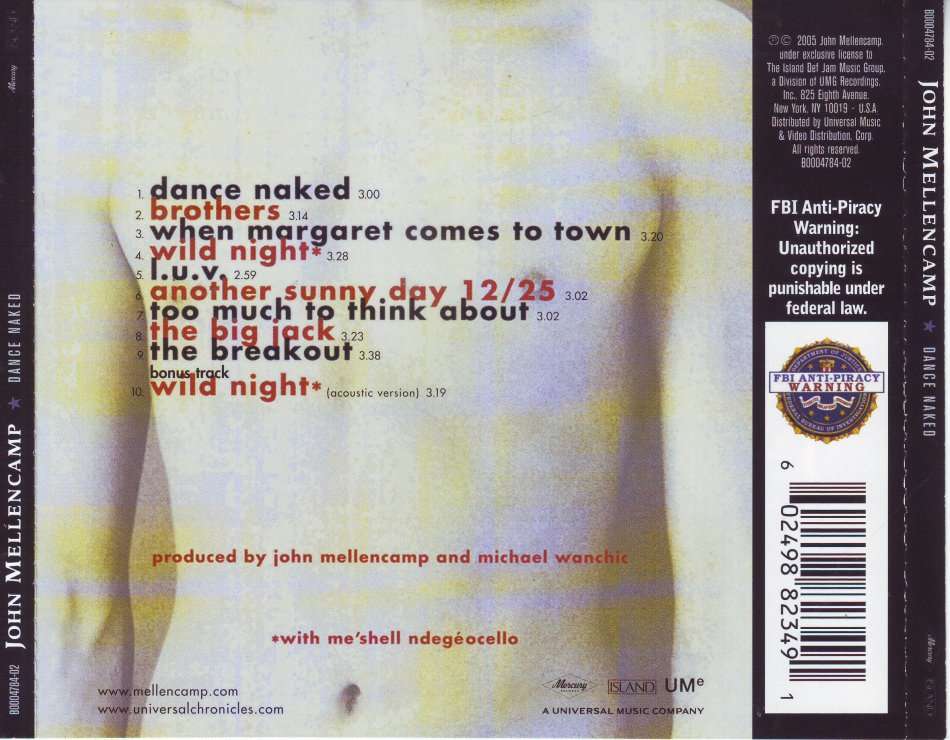 JOHN MELLENCAMP - Dance naked (CD, remastered) B0004784-02 NM