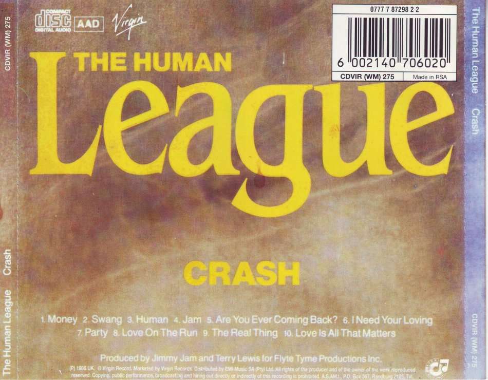 HUMAN LEAGUE - Crash CDVIR (WM) 275   (FREE BULK SHIPPING)