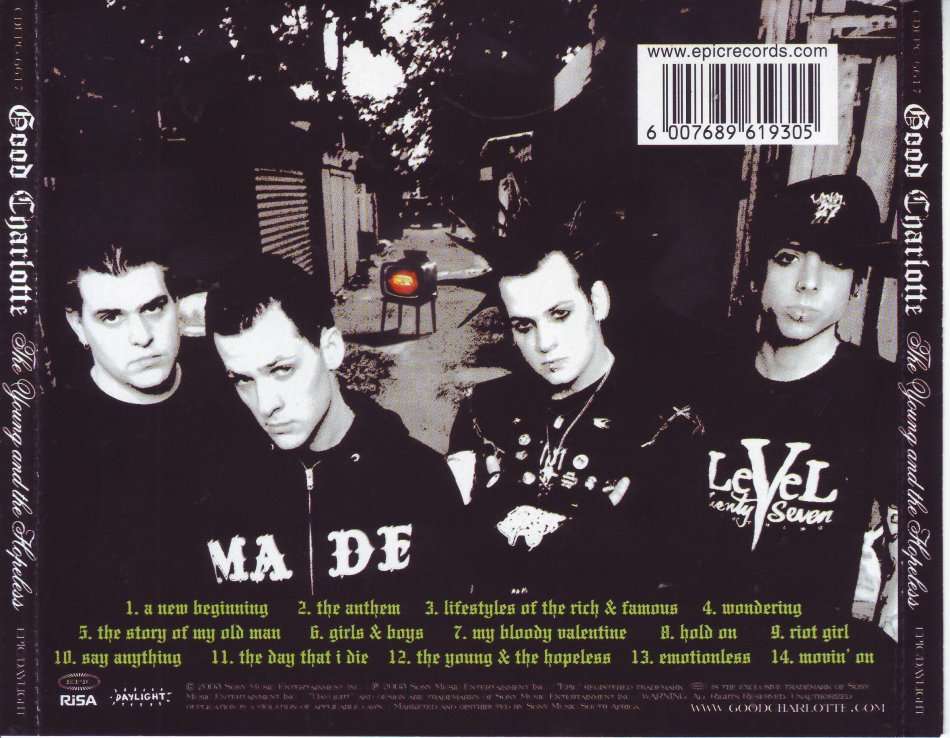 GOOD CHARLOTTE - The young and the hopeless (CD) CDEPC 6617 NM (FREE BULK SHIPPING)