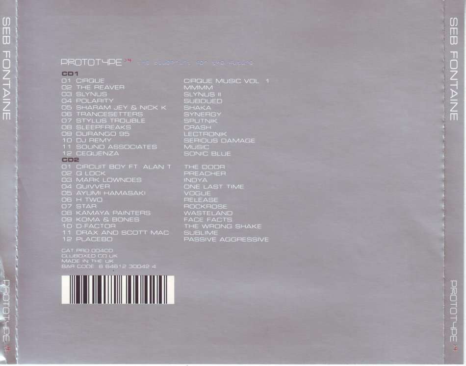 GLOBAL UNDERGROUND - Seb Fontaine prototype 4 (2 CD) PRO 004CD 6 64612 30042 4 NM-