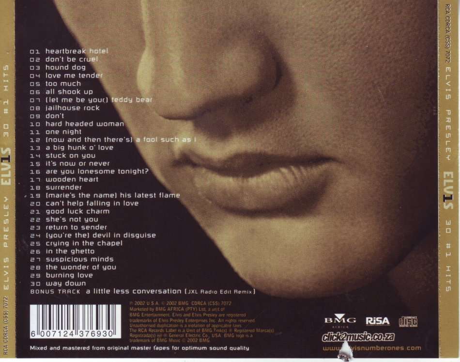 ELVIS PRESLEY -  30 No. 1 hits (CD) CDRCA (CSS) 7072 (FREE BULK SHIPPING)