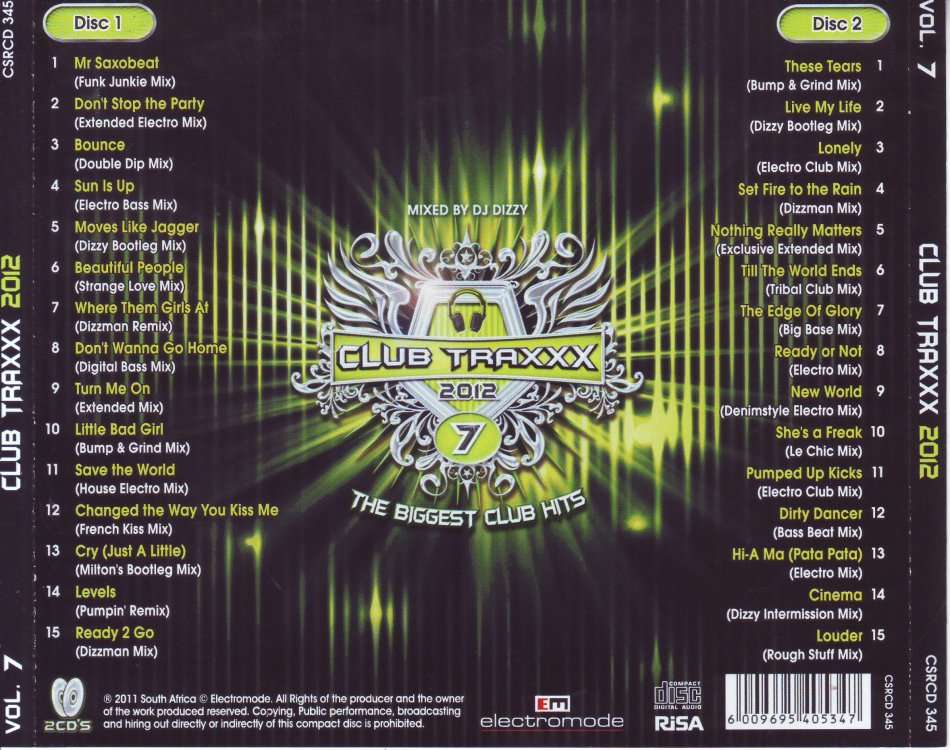 CLUB TRAXXX 2012 VOL.7 - Compilation (DOUBLE CD) CSRCD 345 (FREE BULK SHIPPING)