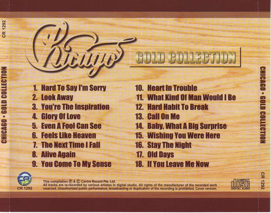 CHICAGO - Gold collection (CD) (covers) CR 1292  (FREE BULK SHIPPING)