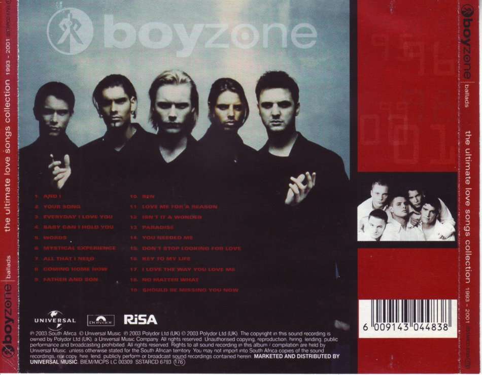 BOYZONE - Ballads: the ultimate love songs collection 1993-2001 SSTARCD 6793 (FREE BULK SHIPPING)