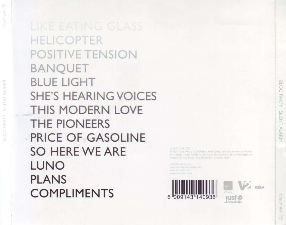 BLOC PARTY - Silent Alarm (CD) CDJUST 039 NM  (FREE BULK SHIPPING)