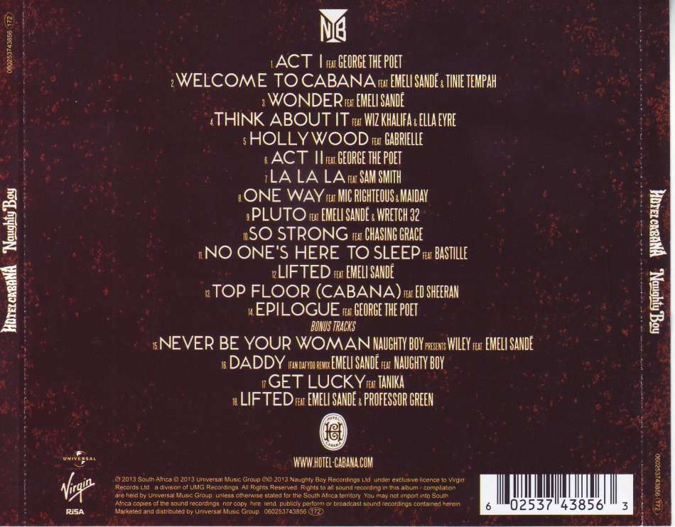NAUGHTY BOY - Hotel Cabana (CD) 060253743856 NM