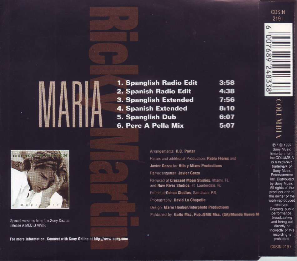 RICKY MARTIN - Maria (CD single) CDSIN 219 I NM-