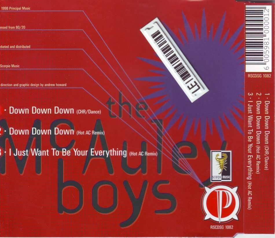 THE MCAULEY BOYS - Down down down (CD single) (signed) RSCDSG 1082 NM-