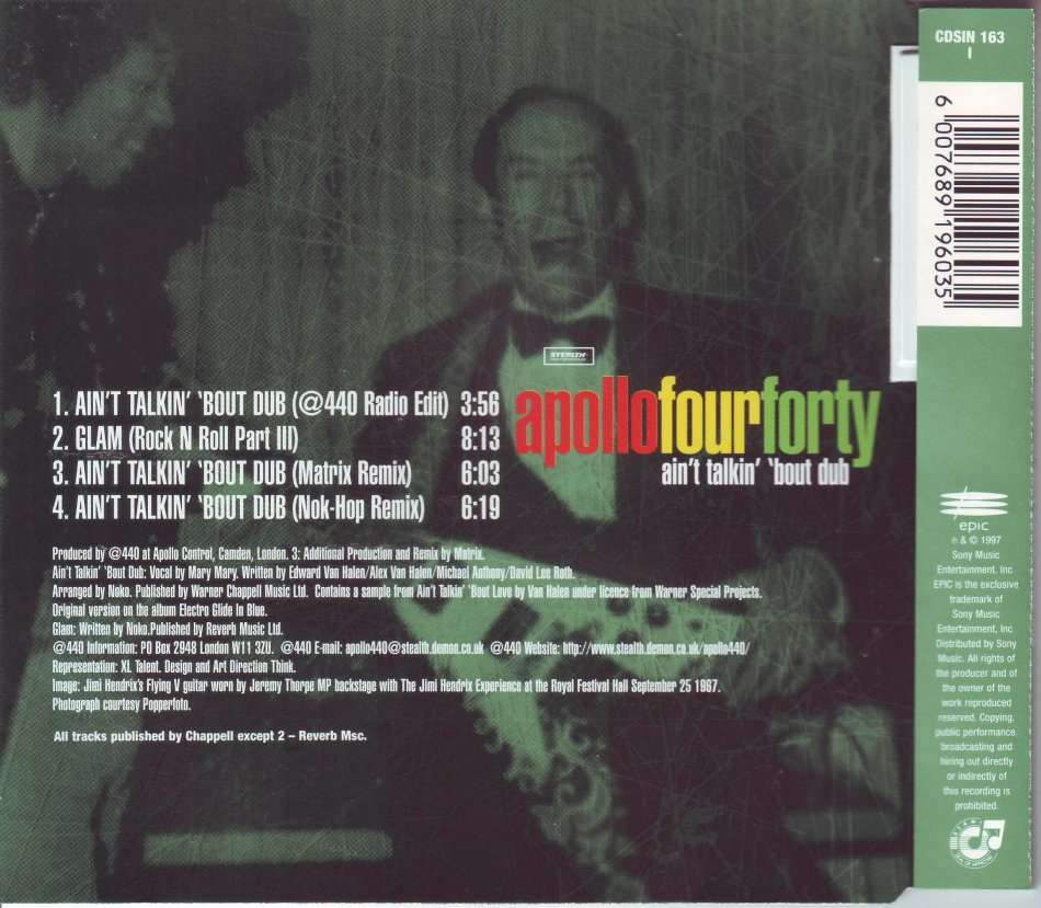 APOLLO FOUR FORTY - Ain`t talkin` `bout dub (CD single) CDSIN 163 I NM-