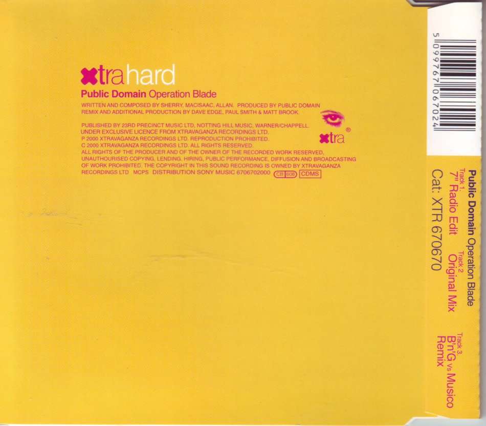 PUBLIC DOMAIN - Operation blade (bass in the place..) (CD single) XTR 670670 EX