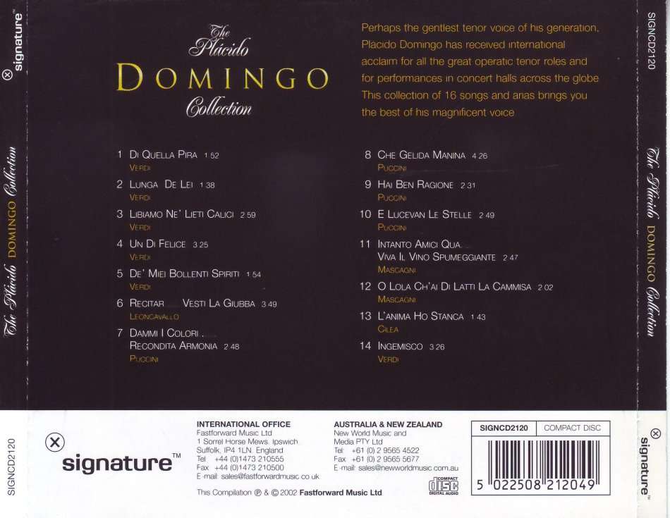 PLACIDO DOMINGO - The Placido Domingo Collection (CD) SIGNCD2120 EX
