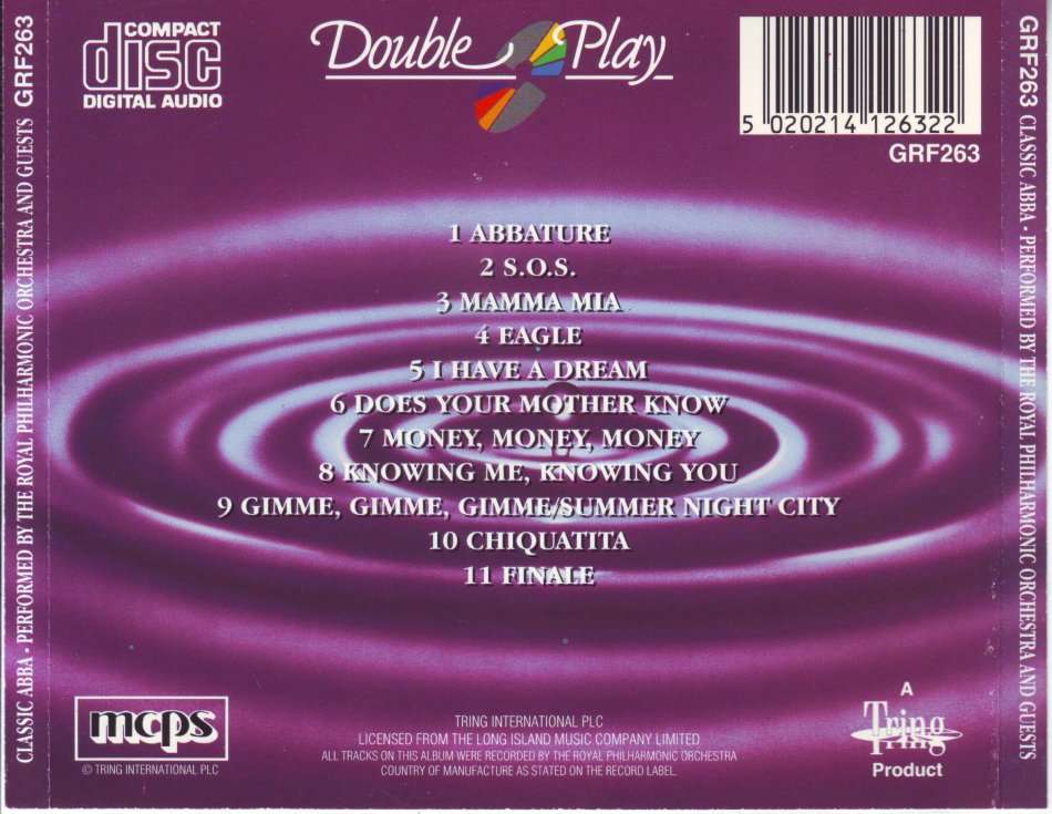 CLASSIC ABBA - Royal Philharmonic Orchestra GRF263 (FREE BULK SHIPPING)