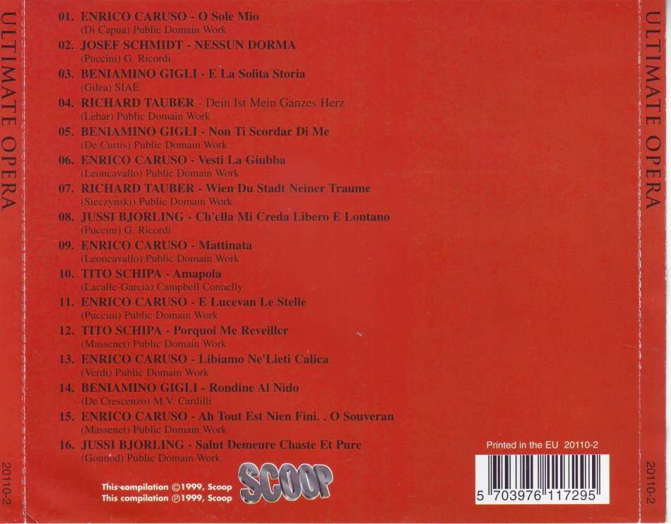 ULTIMATE OPERA - Compilation 20111-2 (FREE BULK SHIPPING)