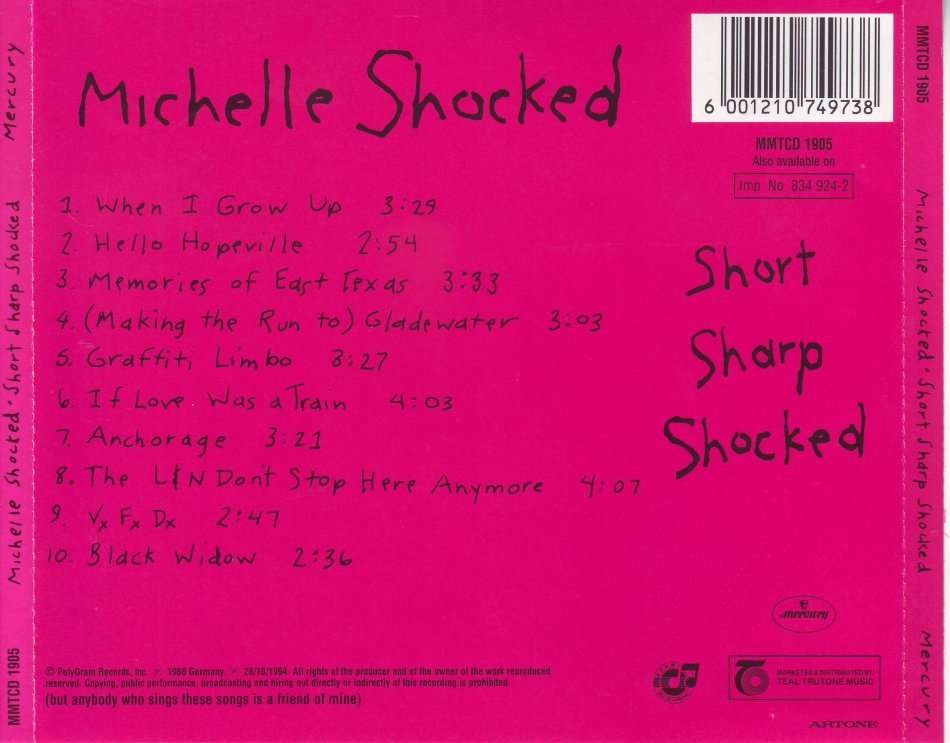 MICHELLE SHOCKED - Short sharp shocked (CD) MMTCD 1905 NM- (FREE BULK SHIPPING)