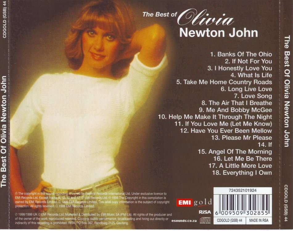 OLIVIA NEWTON JOHN - The best of Olivia Newton John (CD) CDGOLD (GSB) 14 (FREE BULK SHIPPING)