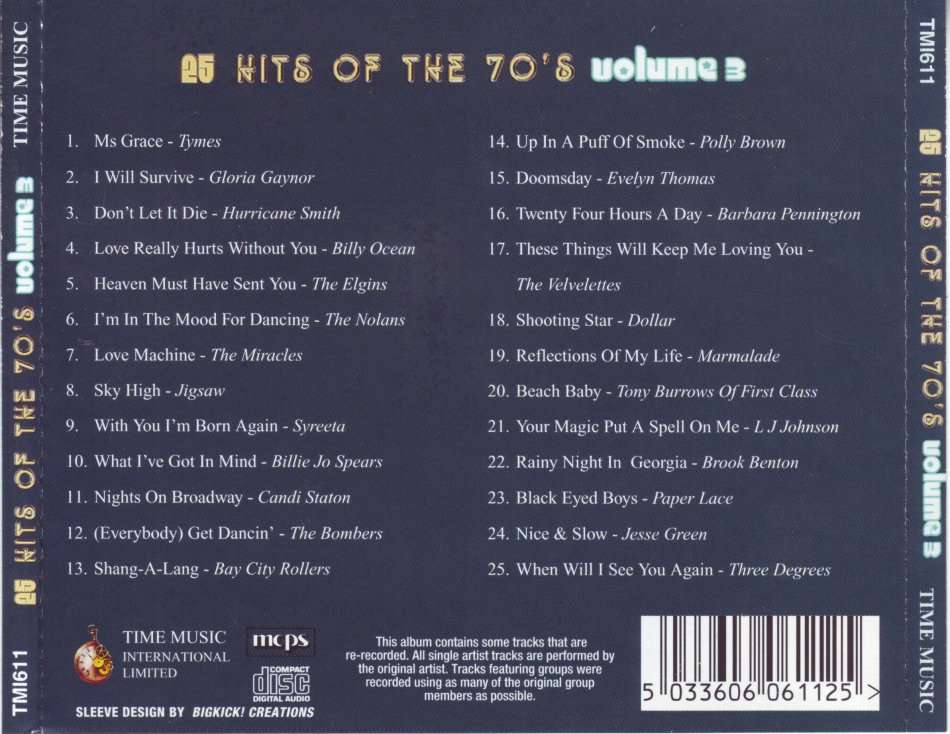 25 HITS OF THE 70`S VOLUME 3 - Compilation (CD) TM1611 NM