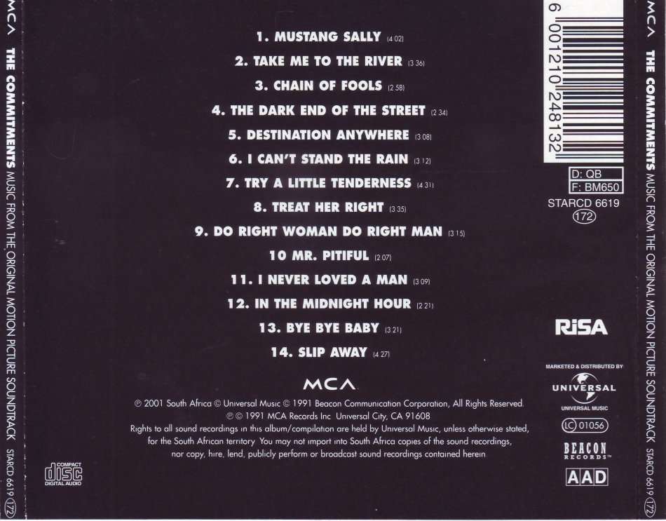 THE COMMITMENTS -Music from the original motion picture soundtrack  STARCD 6619 EX