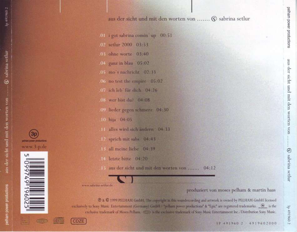 SABRINA SETLUR - Aus der sicht und mit den worten von (CD) 3p 491960 2  NM-
