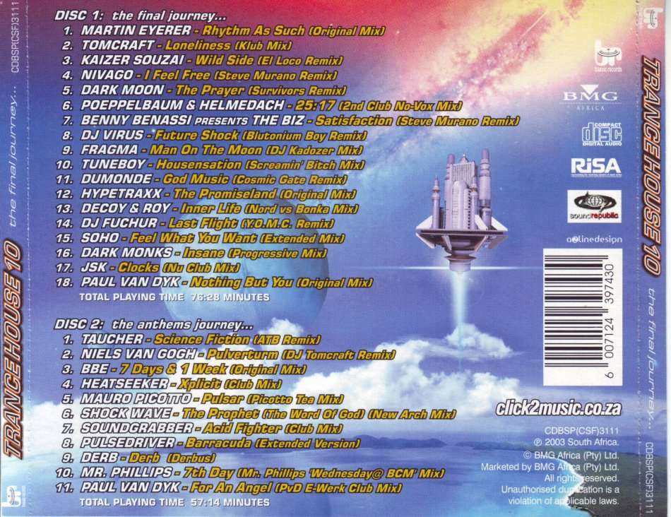 TRANCE HOUSE 10 - Compilation (double CD) CDBSP (CSF) 3111 (FREE BULK SHIPPING)