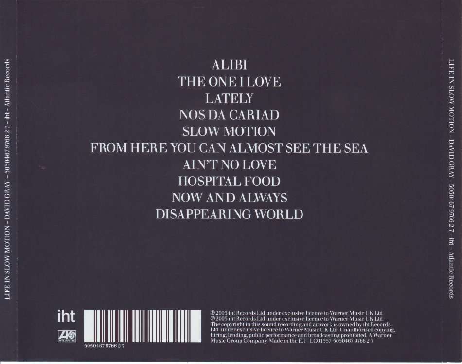 DAVID GRAY - Life in slow motion (CD) 5050467 9766 2 7 -iht  NM