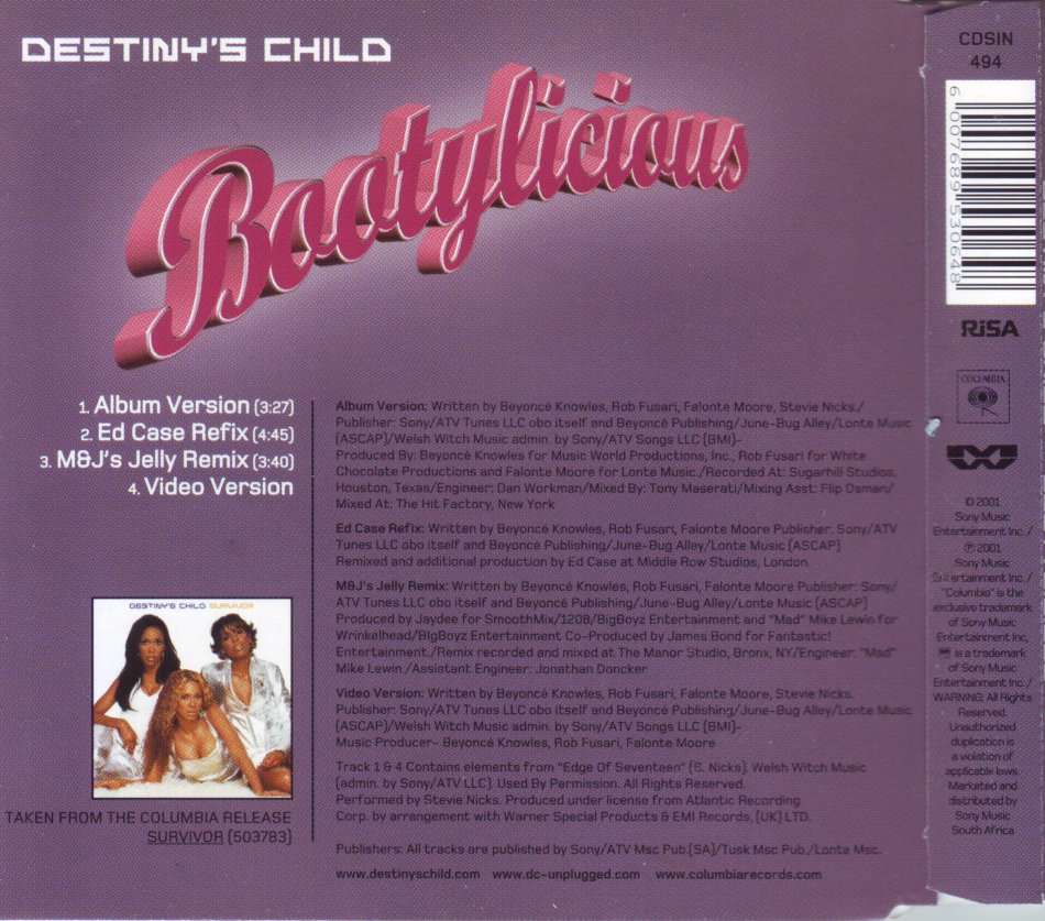 DESTINY'S CHILD - Bootylicious (CD single) CDSIN 494 (FREE BULK SHIPPING) (BUY NOWS OPEN TO OFFERS)