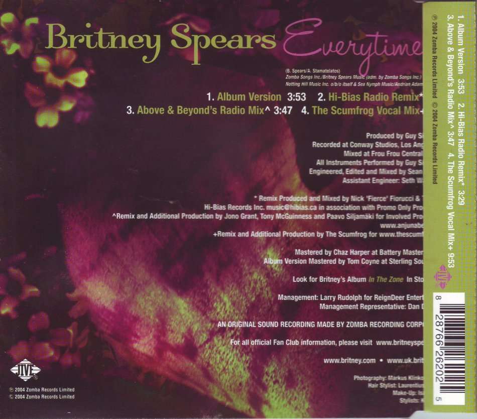 BRITNEY SPEARS - Everytime (CD single) 82876626202  (FREE BULK SHIPPING)