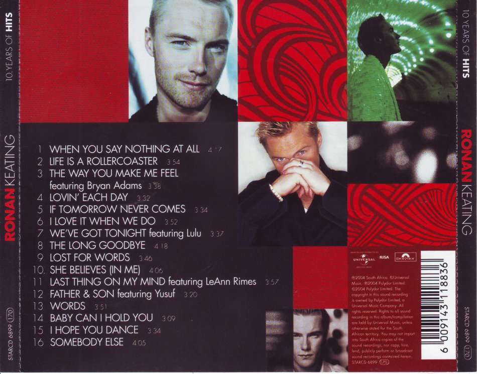 RONAN KEATING - 10 years of hits (CD) STARCD 6899 (FREE BULK SHIPPING)