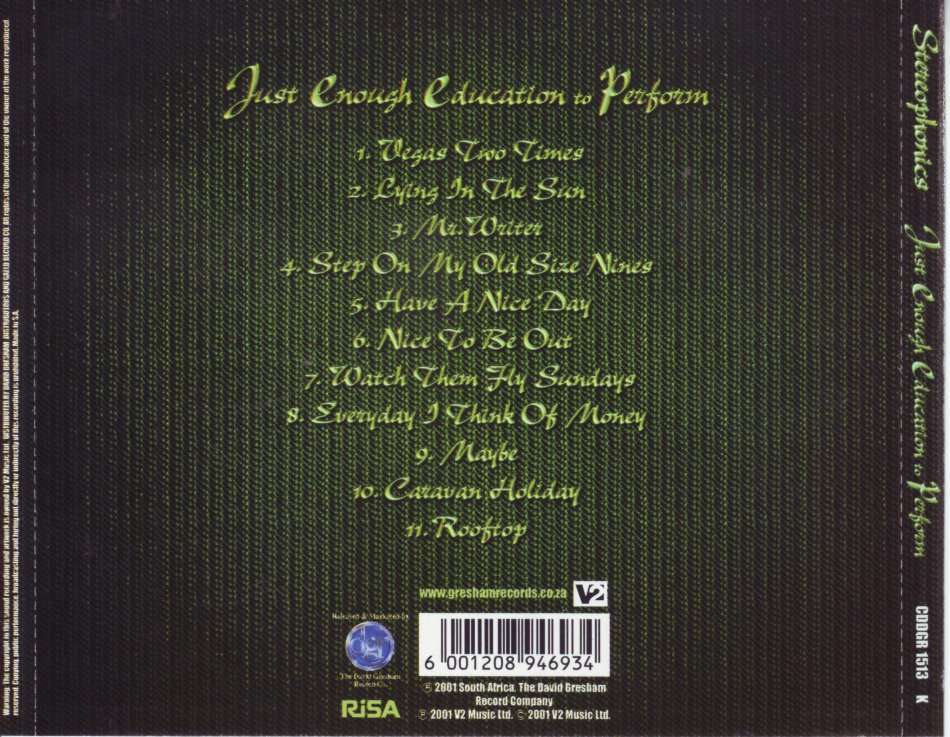 STEREOPHONICS - Just enough education to perform (CD) CDDGR 1513 K EX