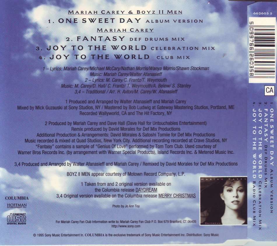 MARIAH CAREY & BOYZ II MEN - One sweet day (CD single) 662603 5  (FREE BULK SHIPPING)