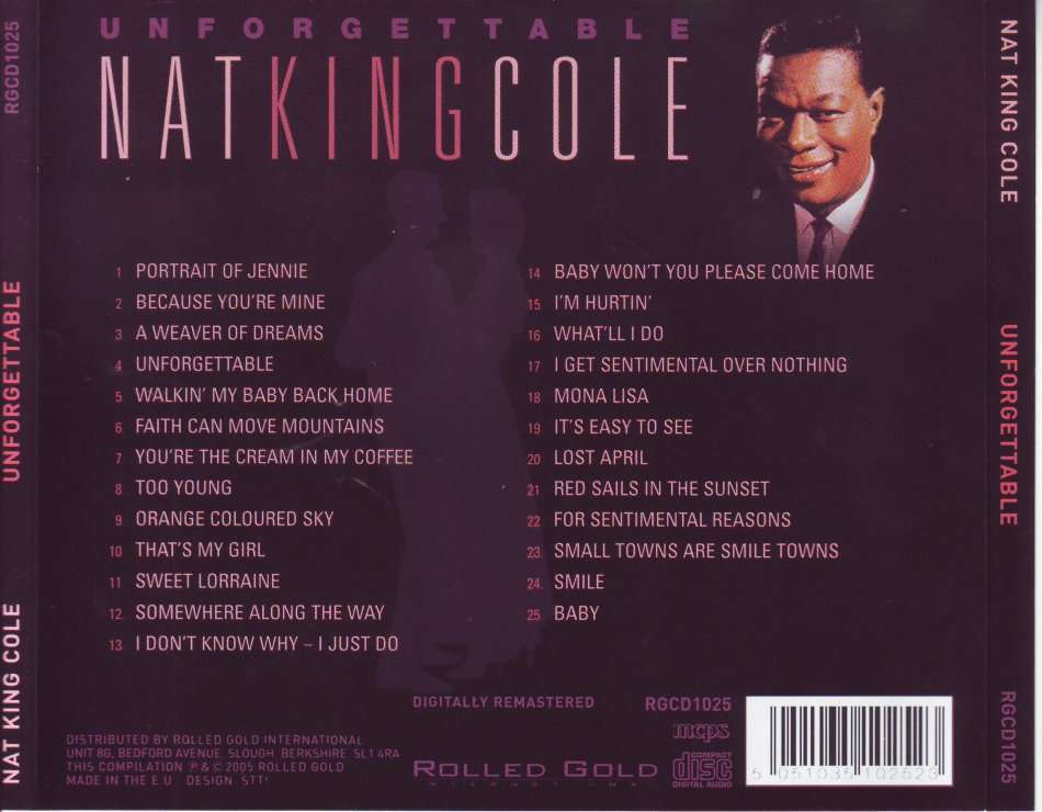 NAT KING COLE - 50 unforgettable greats (double CD) RG2CD7004 (FREE BULK SHIPPING)