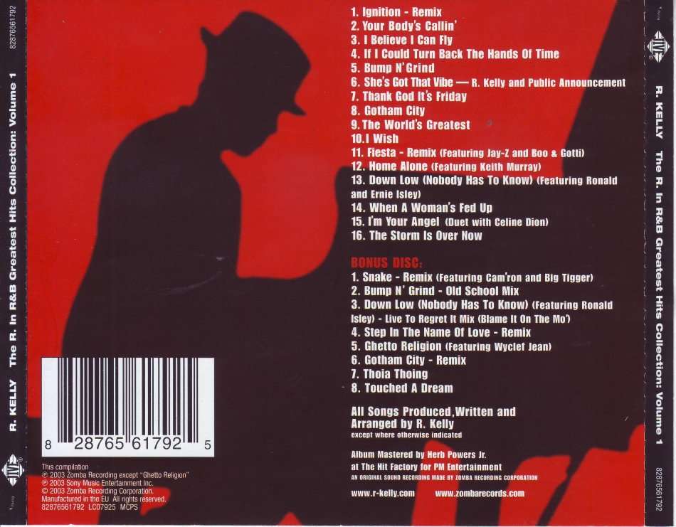 R. KELLY - The R. in r&b greatest hits collection vol.1 (double CD) 82876561792 (FREE BULK SHIPPING)
