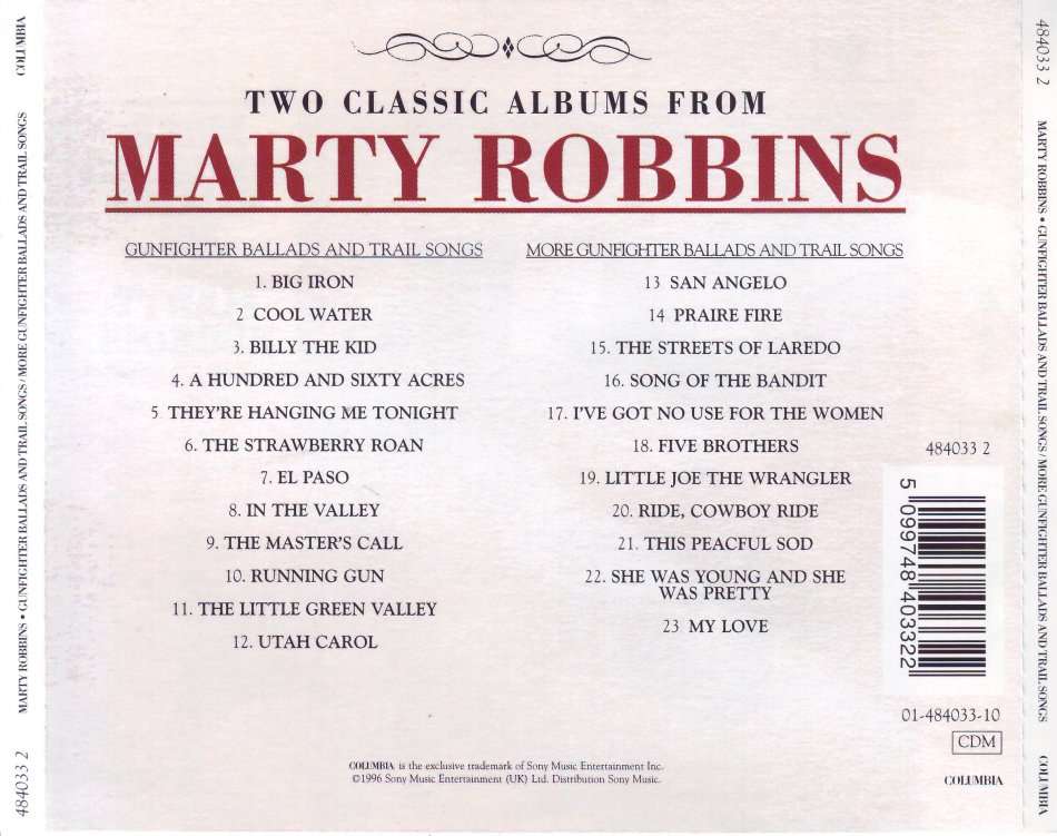 MARTY ROBBINS - Two classic albums from Marty Robbins (CD) 484033 2 (FREE BULK SHIPPING)